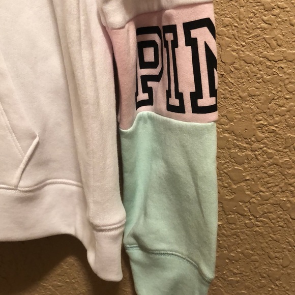 RARE HTF PINK Victoria’s Secret cowl neck pullover Top. White, pink & mint green - Picture 3 of 14